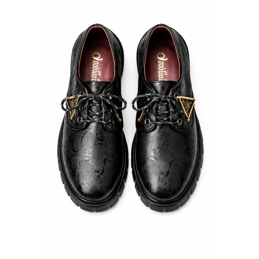 Mens Black Chunky Sole Rugged Shoes